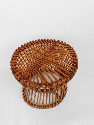 Mid-Century Italian Modern Stool or Side Table in Cane, Rattan & Wicker in the style of Franco Albini, 1950s-UIW-2034457