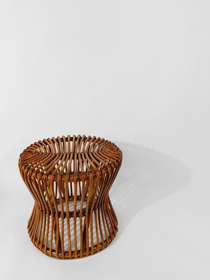 Mid-Century Italian Modern Stool or Side Table in Cane, Rattan & Wicker in the style of Franco Albini, 1950s-UIW-2034457