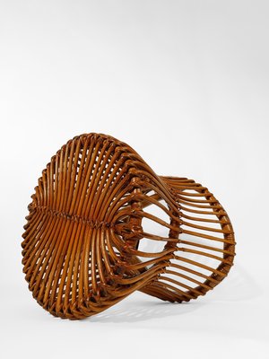 Mid-Century Italian Modern Stool or Side Table in Cane, Rattan & Wicker in the style of Franco Albini, 1950s-UIW-2034457