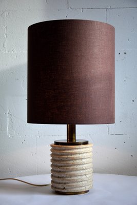 Mid-Century Italian Modern Travertine Brown and Beige Table Lamp-IEI-796605