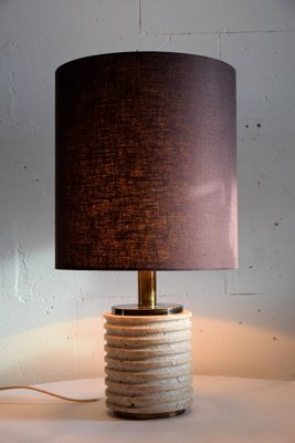 Mid-Century Italian Modern Travertine Brown and Beige Table Lamp-IEI-796605