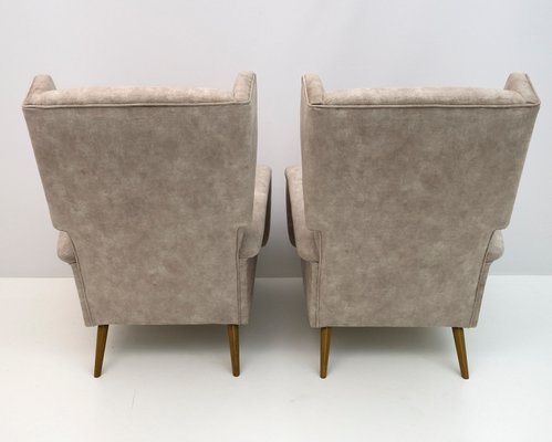 Mid-Century Italian Modern Velvet Winged Armchairs by Gio Ponti for Cassina, 1950s, Set of 2-FER-1228716