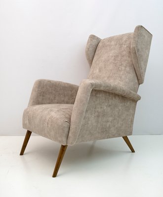 Mid-Century Italian Modern Velvet Winged Armchairs by Gio Ponti for Cassina, 1950s, Set of 2-FER-1228716