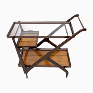 Mid-Century Italian Modern Walnut Bar Cart attributed to Cesare Lacca for Cassina, 1950s-FER-1686924