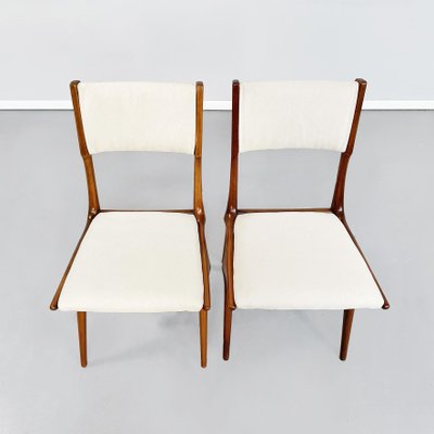 Mid-Century Italian Modern White Fabric & Wood Chairs by De Carli Cassina, 1958, Set of 2-GDD-1230450