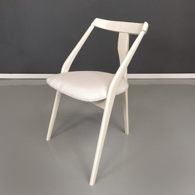 Mid-Century Italian Modern White Wood and Fabric Chairs, 1960s, Set of 6-GDD-1793372