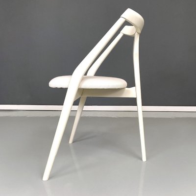 Mid-Century Italian Modern White Wood and Fabric Chairs, 1960s, Set of 6-GDD-1793372