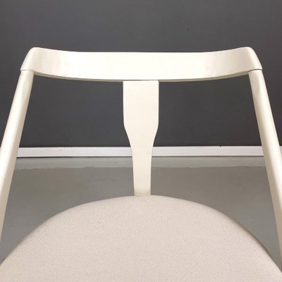 Mid-Century Italian Modern White Wood and Fabric Chairs, 1960s, Set of 6-GDD-1793372