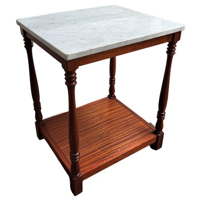 Mid-Century Italian Modern Wood and White Marble Top Work or Side High Table, 1930s-EUP-1437162