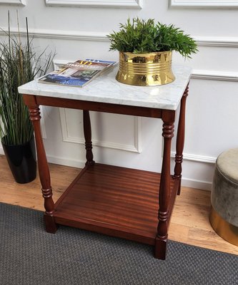 Mid-Century Italian Modern Wood and White Marble Top Work or Side High Table, 1930s-EUP-1437162