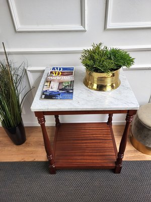 Mid-Century Italian Modern Wood and White Marble Top Work or Side High Table, 1930s-EUP-1437162