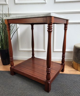 Mid-Century Italian Modern Wood and White Marble Top Work or Side High Table, 1930s-EUP-1437162