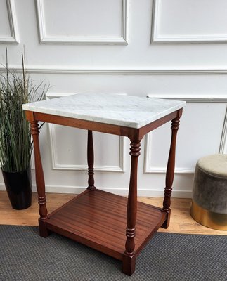 Mid-Century Italian Modern Wood and White Marble Top Work or Side High Table, 1930s-EUP-1437162