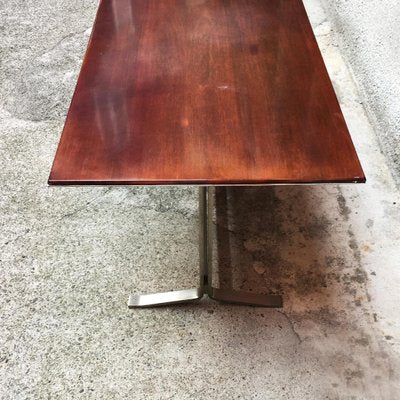 Mid-Century Italian Modern Wood Top and Steel Base Desk Table by Formanova, 1970s-GDD-1096655