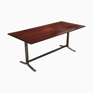 Mid-Century Italian Modern Wood Top and Steel Base Desk Table by Formanova, 1970s-GDD-1096655