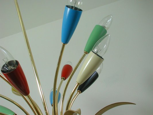 Mid-Century Italian Multi-Color 12-Light Sputnik Chandelier from Arredoluce, 1950s-OE-897945