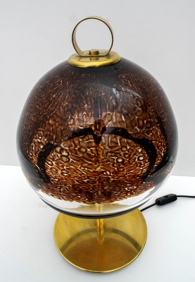 Mid-Century Italian Murano Glass and Brass Table Lamp from Leucos, 1970s-FER-723673