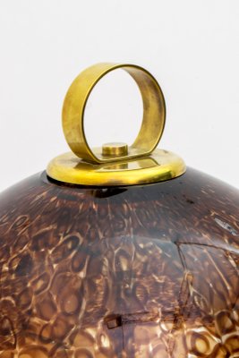 Mid-Century Italian Murano Glass and Brass Table Lamp from Leucos, 1970s-FER-723673