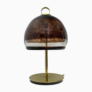 Mid-Century Italian Murano Glass and Brass Table Lamp from Leucos, 1970s-FER-723673