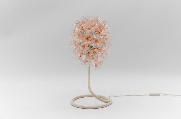 Mid-Century Italian Murano Glass Flower Table Lamp, 1960s-KQB-1737094