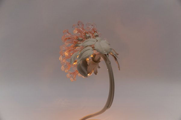 Mid-Century Italian Murano Glass Flower Table Lamp, 1960s-KQB-1737094