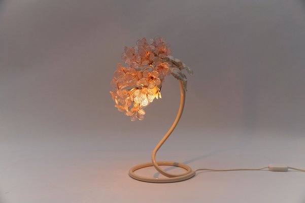 Mid-Century Italian Murano Glass Flower Table Lamp, 1960s-KQB-1737094