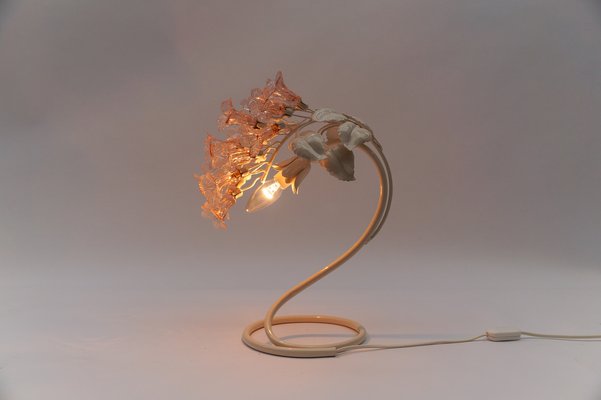 Mid-Century Italian Murano Glass Flower Table Lamp, 1960s-KQB-1737094