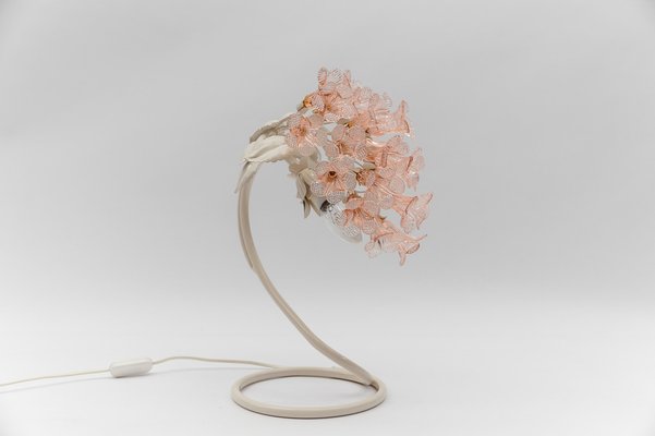 Mid-Century Italian Murano Glass Flower Table Lamp, 1960s-KQB-1737094