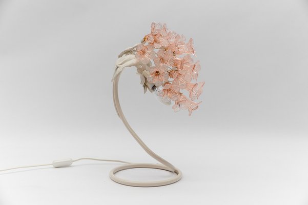 Mid-Century Italian Murano Glass Flower Table Lamp, 1960s-KQB-1737094