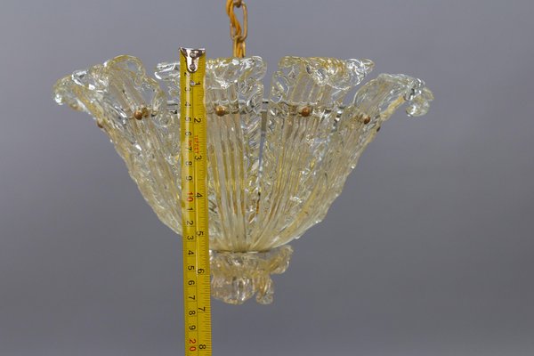 Mid-Century Italian Murano Glass Gold Inclusion Foliage Pendant Light, 1950s-KEG-1675585