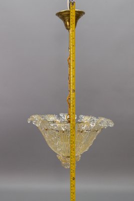 Mid-Century Italian Murano Glass Gold Inclusion Foliage Pendant Light, 1950s-KEG-1675585