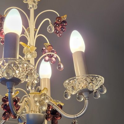 Mid-Century Italian Murano Glass Grape Chandelier, 1970s-RSE-2023531