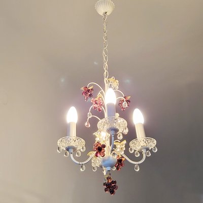 Mid-Century Italian Murano Glass Grape Chandelier, 1970s-RSE-2023531