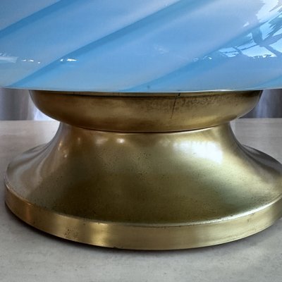 Mid-Century Italian Murano Glass Swirl Mushroom Table Lamp with Brass Base, 1970s-NOT-2041336