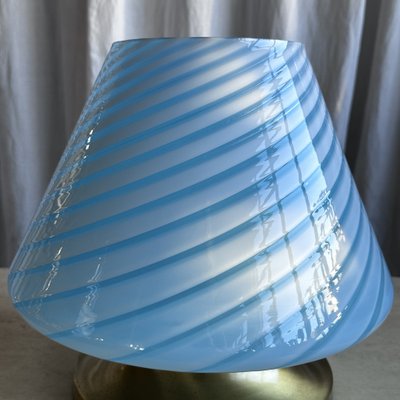 Mid-Century Italian Murano Glass Swirl Mushroom Table Lamp with Brass Base, 1970s-NOT-2041336