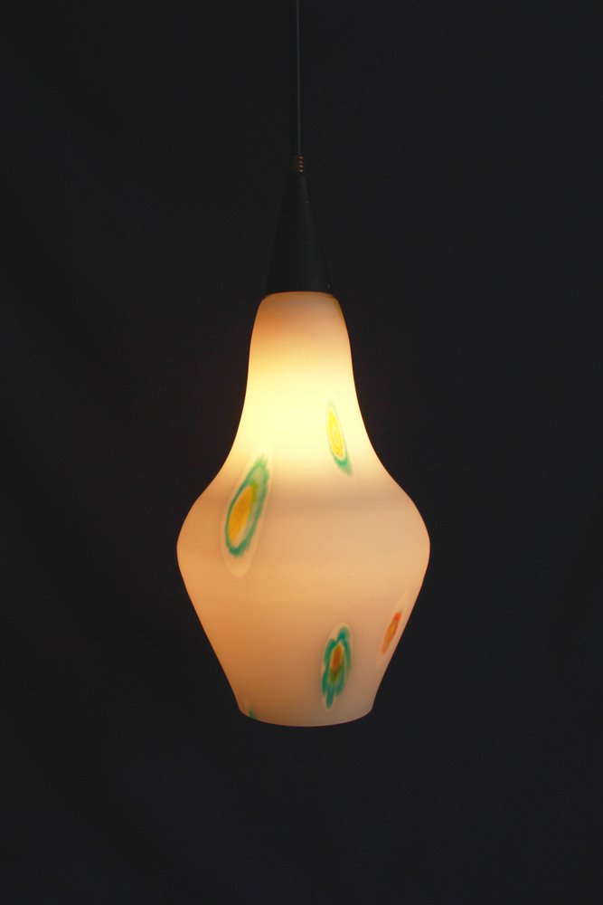 Mid-Century Italian Murrina Pendant Lamp in Murano with Murrine, 1950s