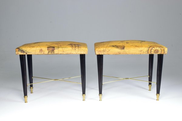 Mid-Century Italian Nautical Piano Stool, 1950s-GXL-1371077