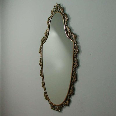 Mid-Century Italian Neoclassical Bronze Wall Mirror, 1950s-OE-897866