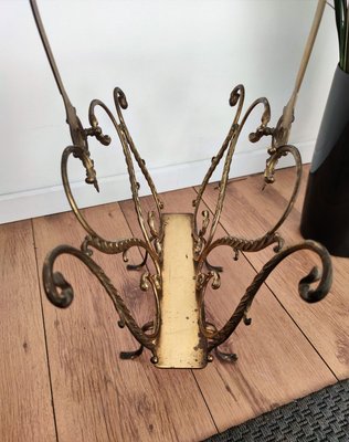 Mid-Century Italian Neoclassical Regency Style Brass Magazine Stand or Rack, 1950s-EUP-884384