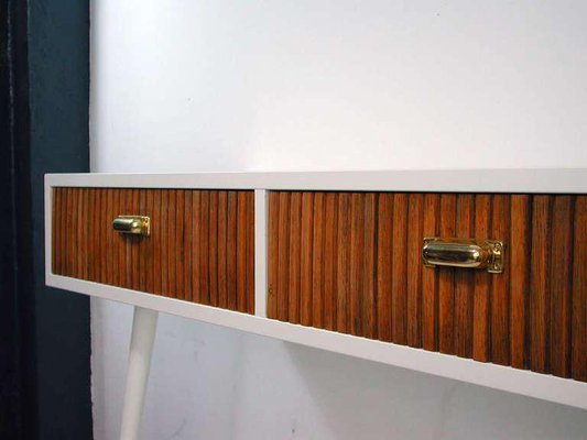 Mid-Century Italian Oak & White Lacquered Chest of Drawers or Console Table, 1950s-OE-897886