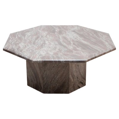 Mid-Century Italian Octagonal Pink and Grey Marble Coffee Table, 1970s-KL-1061214