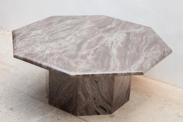 Mid-Century Italian Octagonal Pink and Grey Marble Coffee Table, 1970s-KL-1061214