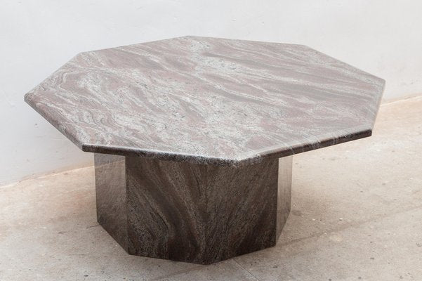 Mid-Century Italian Octagonal Pink and Grey Marble Coffee Table, 1970s-KL-1061214