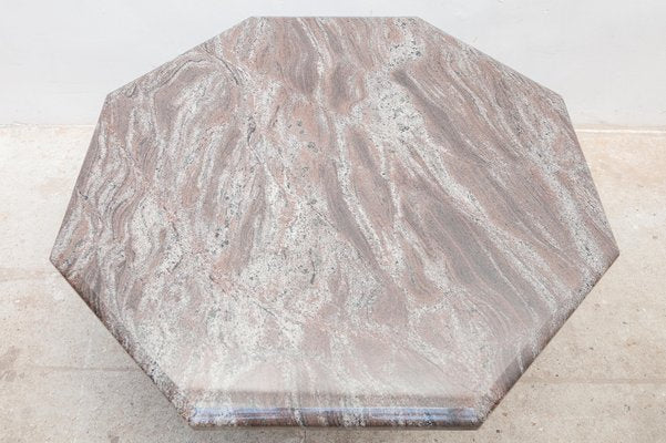 Mid-Century Italian Octagonal Pink and Grey Marble Coffee Table, 1970s-KL-1061214