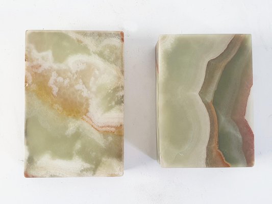 Mid Century Italian Onyx Marble Boxes, Set of 2-FO-1281297