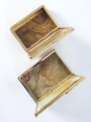 Mid Century Italian Onyx Marble Boxes, Set of 2-FO-1281297