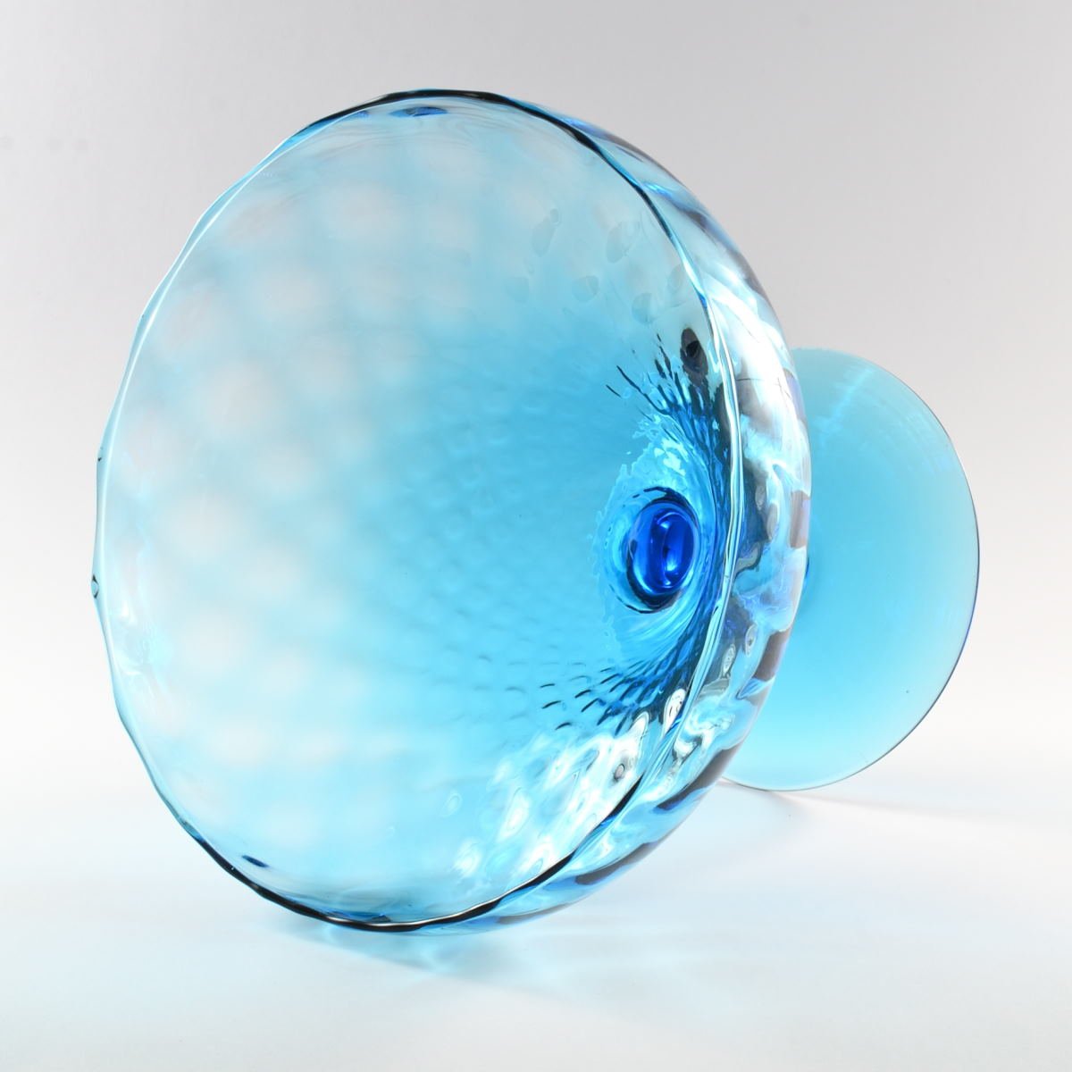 Mid-Century Italian Optical Blue Glass Bowl from Empoli, 1960s