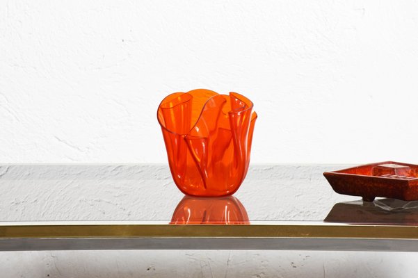 Mid-Century Italian Orange Acrylic Glass Centerpiece from Guzzini, 1970s-JDR-1126165