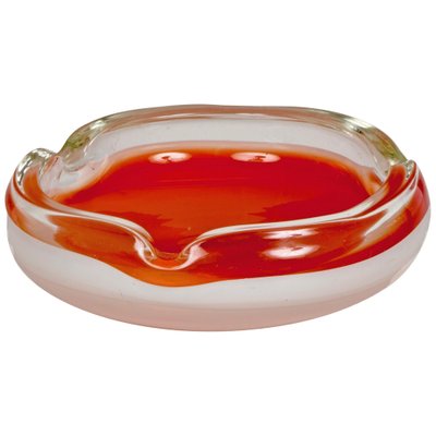 Mid-Century Italian Orange and White Murano Glass Bowl or Ashtray, 1960s-JDR-1125877