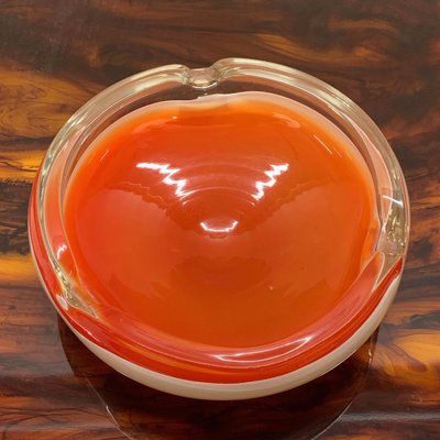 Mid-Century Italian Orange and White Murano Glass Bowl or Ashtray, 1960s-JDR-1125877